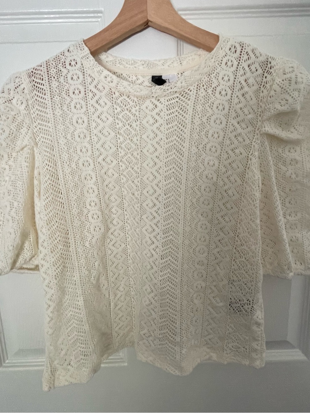 Open-Knit Cream Women's Top